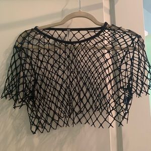 LF Emma and Sam fishnet mesh crop top